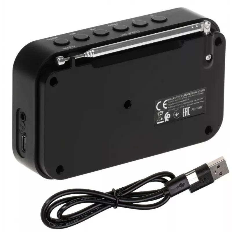 Tragbares Digitalradio Adler AD 1907 — UKW/MW, digitaler Tuner, Wecker, USB-C, 600 mAh Akku, LCD, 20 Senderspeicher, Teleskopantenne