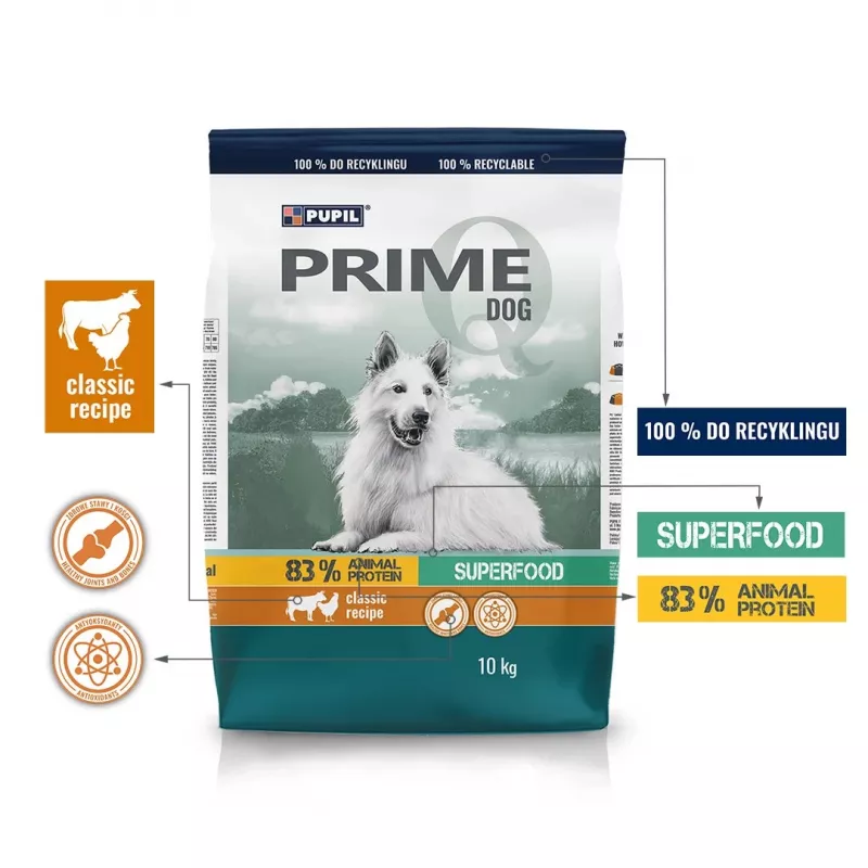 PUPIL Prime Mini Reich an Geflügel mit Rind - Trockenfutter für Hunde - 10kg