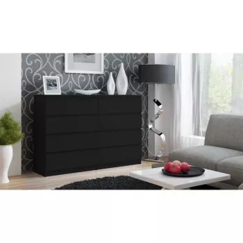 Kommode top e shop M8 140 CZERŃ — 8 Schubladen, Spanplatte, 1380×400×970 mm, schwarz