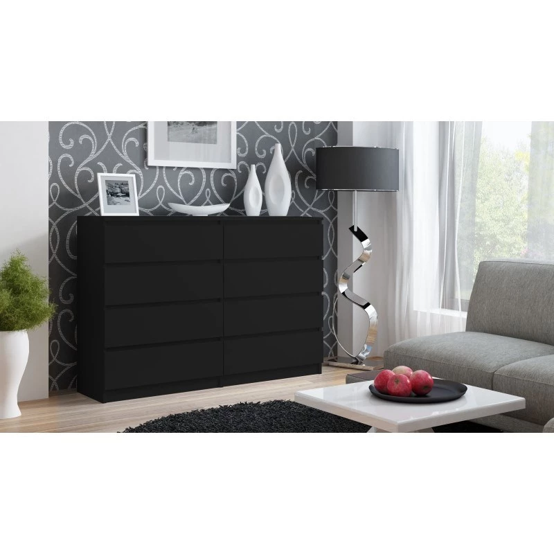 Kommode top e shop M8 140 CZERŃ — 8 Schubladen, Spanplatte, 1380×400×970 mm, schwarz