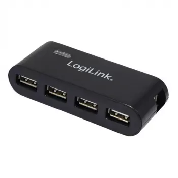 HUB USB 2.0 4-Port mit Netzteil, Schwarz
