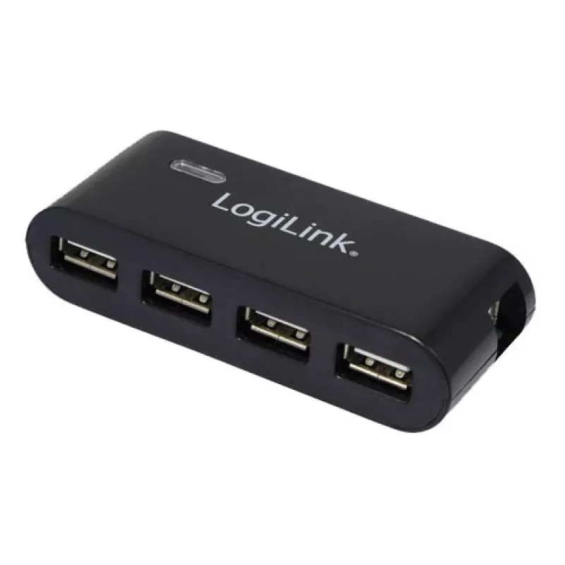 HUB USB 2.0 4-Port mit Netzteil, Schwarz