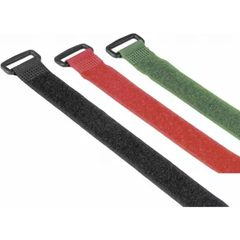 Hama 00221006 Kabelbinder Klett-Kabelbinder Nylon Schwarz, Grün, Rot 9 St.