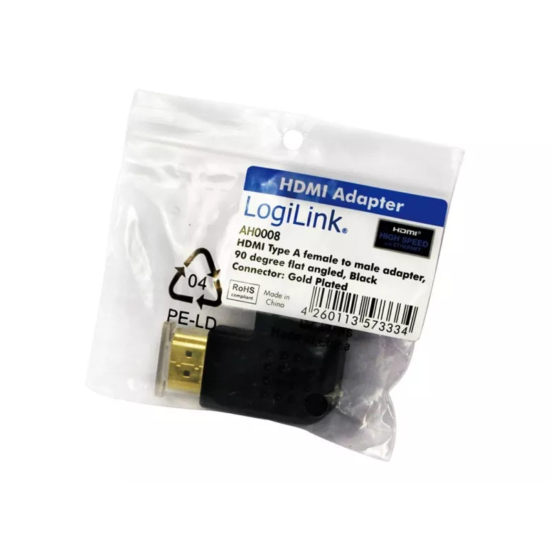 HDMI-Kupplungs-Adapter LOGILINK AH0008 — HDMI auf HDMI, schwarz, vergoldete Kontakte