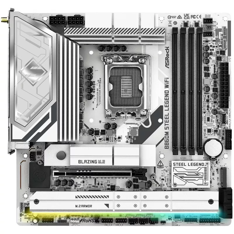 Mainboard ASRock B860M Steel Legend WiFi — Intel B860, LGA 1851, micro‑ATX, DDR5, 4 DIMM, Wi‑Fi 6E, 2.5GbE