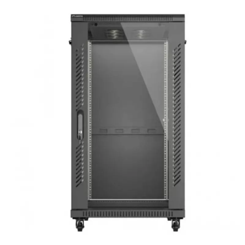 19-Zoll-Rack-Schrank LANBERG 22HE 600x1000 mm, schwarz, Glastüren vorne und hinten