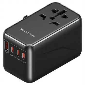 Ladegerät Vention FJGB0 100W GaN mit 3× USB-C und 1× USB-A, Schwarz