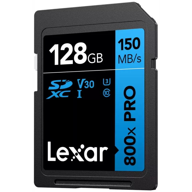 SDXC-Speicherkarte Lexar 128GB UHS-I 800xPRO Class 10 U3 V30 — 150 MB/s Lesen, 45 MB/s Schreiben, Schwarz
