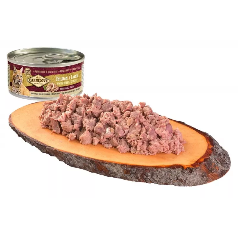 Nassfutter für Katzen CARNILOVE Moist Huhn & Lamm in Dose 100 g, getreidefrei, adult, zuckerfrei