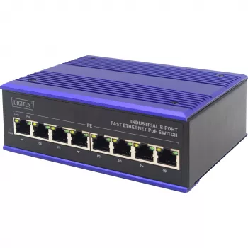 ASSMANN Electronic DN-650108 Netzwerk-Switch Fast Ethernet (10/100) Power over Ethernet (PoE) Schwarz, Blau