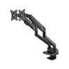 Manhattan Dual Desk Mount für TV & Monitore (Full Motion Gasdruckfeder) mit integriertem Dock, Für Bildschirme bis 27 Zoll, Anschlüsse (x7): Ethernet, HDMI (x2), USB-A (x3) und USB-C, Power Delivery (100 W) zum USB-C-Anschluss (separates USB-C-Netzteil/Kabel erforderlich), VESA: 75x75 und 100x100 mm