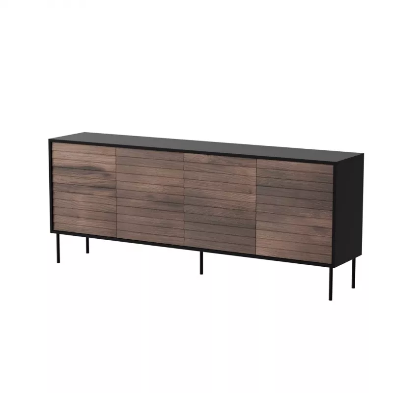 Cama 4D CORTINA Kommode 200x40x81 schwarz/Walnuss