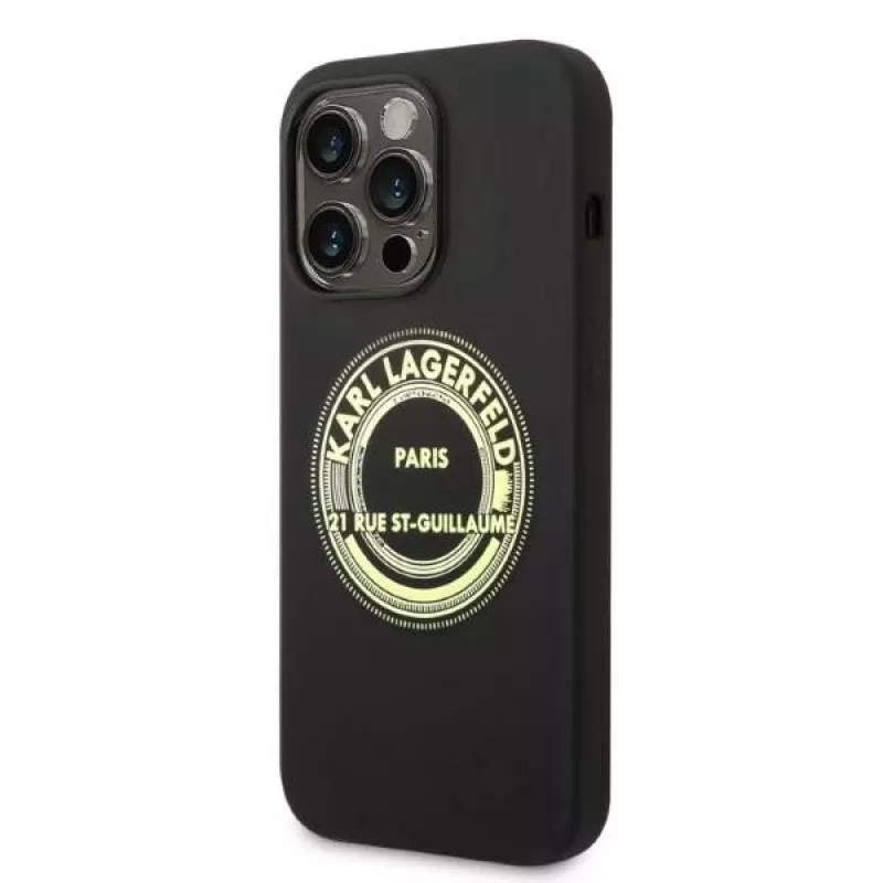 Karl Lagerfeld Soft Cover Silicone RSG Black für Apple iPhone 14 Pro KLHCP14LSRSGRCK