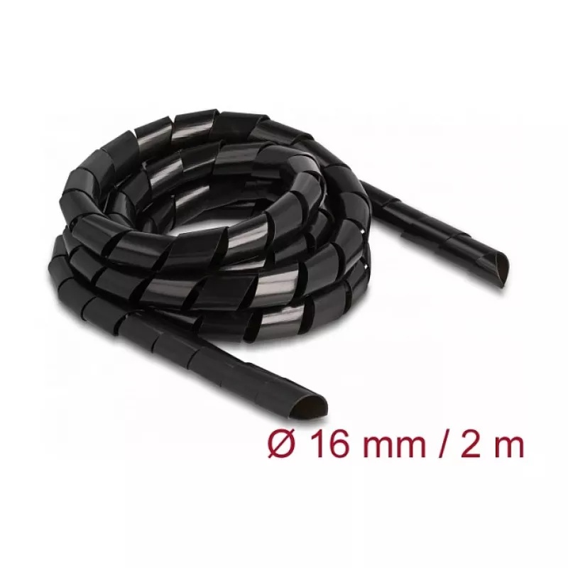 DeLOCK Spiralschlauch flexibel 2 m x 16 mm schwarz Polyethylen