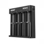 Ladegerät XTAR MX4 4-Slot Universal Li-Ion NiMH USB-C, schwarz, unterstützt 4 Batterien