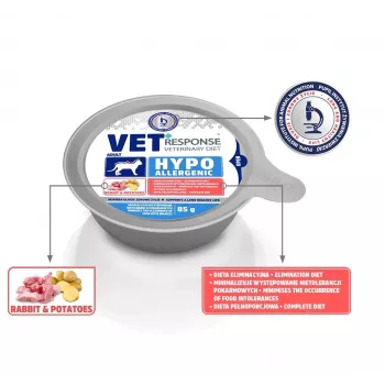VET RESPONSE Hypoallergenic Kaninchen - Nassfutter für Katzen - 85g