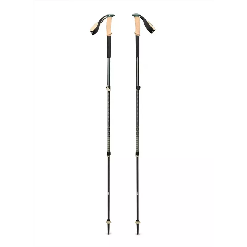 Trekkingstöcke Schwarz Diamond Trail Cork, verstellbar 100–140 cm, Aluminium, Griff aus Kork/EVA, 3-teilig, grün/beige