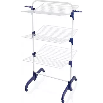 Wäscheständer Leifheit Pegasus 1081529, klappbarer Trockner aus Metall/Kunststoff, Trockenfläche 42 m, Rollen, Kleiderbügelhalter, 76,5×700×1450 mm