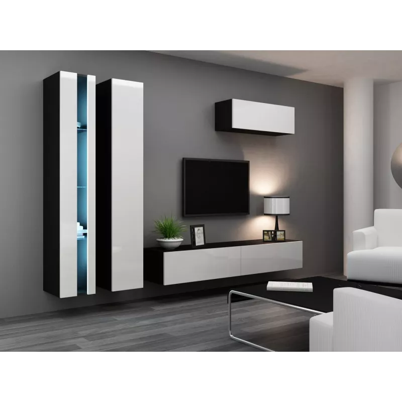 TV-Ständer cama meble VIGO NEW 30/180/40, 1800×400×300 mm, schwarze Oberplatte, Spanplattenrahmen