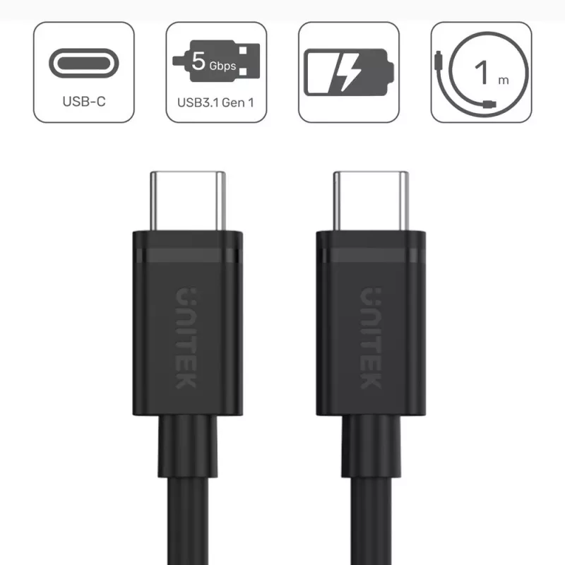 USB-Kabel UNITEK Y-C477BK USB 3.2 Gen 1 1m USB C Schwarz