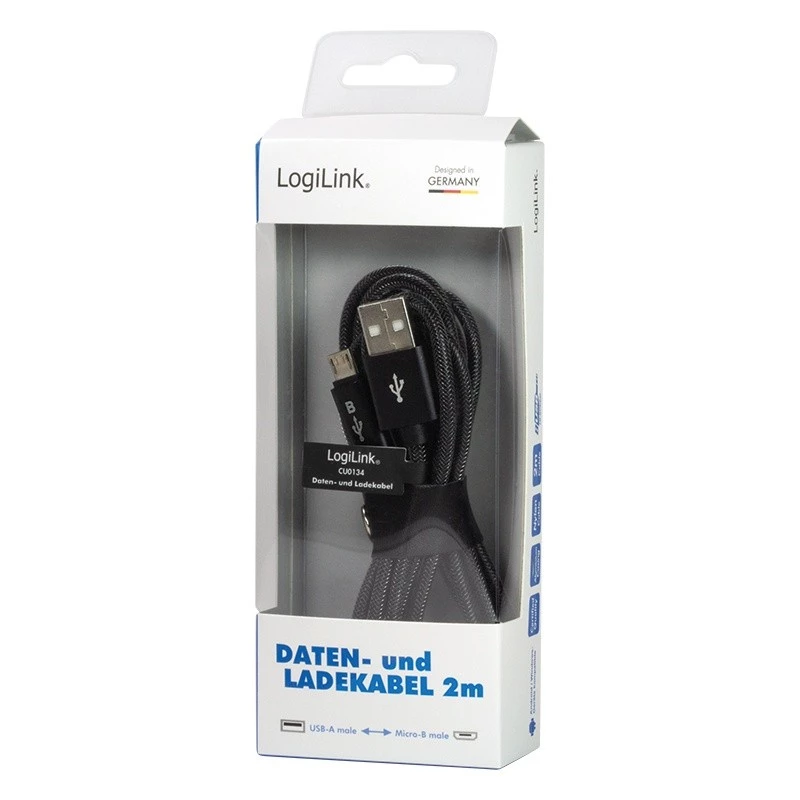 Sync- und Ladekabel USB-A auf Micro-B Stecker 2m