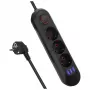 Steckdosenleiste MACLEAN MCE394 B — 3 Steckdosen + 3×USB A, 110–240V, 2,1A USB, 2500W, 1,5 m Kabel, schwarz