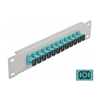 Glasfaser-Patchpanel DeLOCK 10 Zoll 12 Port SC Simplex Aqua 1U Grau