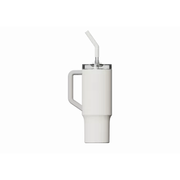 Thermo-Strohhalm-Becher Xiaomi Straw Mug White 1 L — Edelstahl-Innenraum, auslaufsicher, 240×132×97 mm