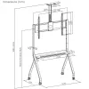 Boden-TV-Ständer MACLEAN MC-114 W für Displays 55 Zoll–100 Zoll, weiß, VESA bis zu 900x600, maximale Belastung 120 kg, Höhe 115–152 cm, Ablage