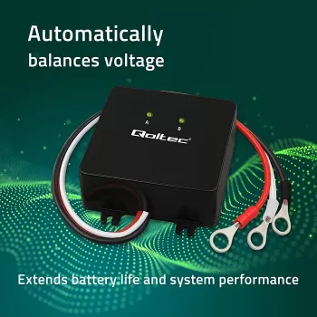 Batterie-Spannungsausgleicher QOLTEC 51097 für 24V (2×12V) Batterien, 5A Ausgleichsstrom