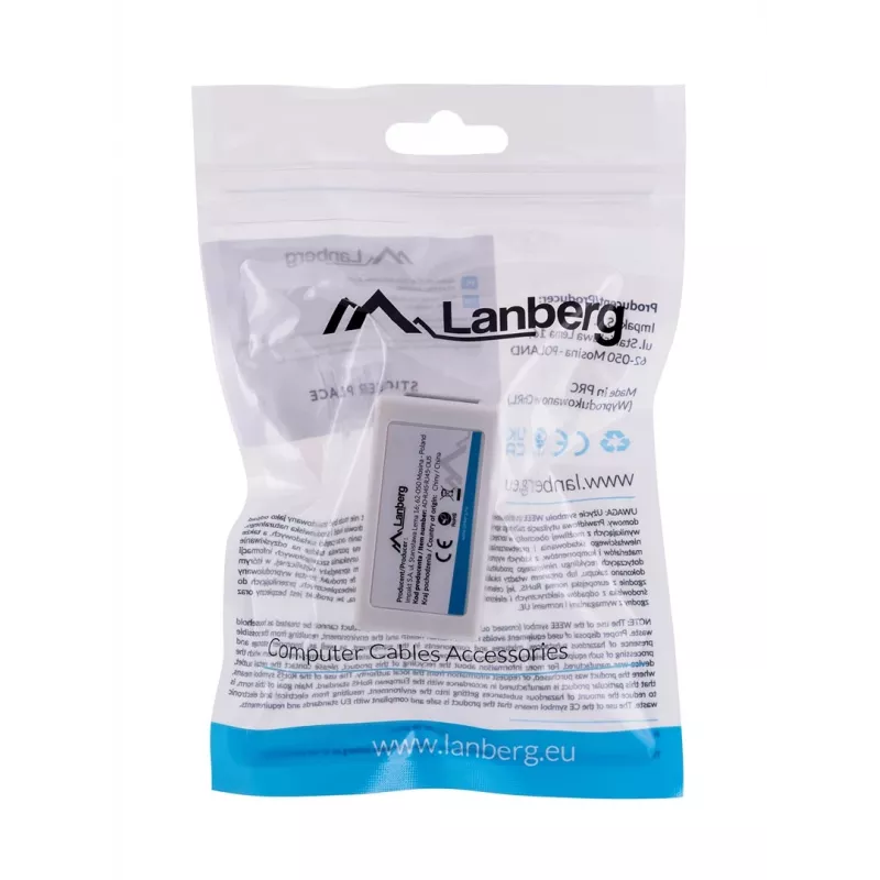 LANBERG Kabel-Geschlechtswandler RJ-45 auf RJ-45, Buchse–Buchse, U/UTP Cat5e, weiß