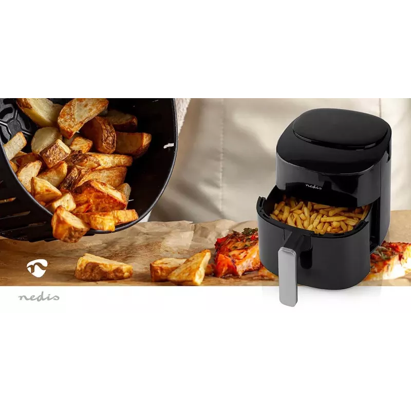 Heißluftfritteuse Nedis KAAF160BK, Einzelkorb, 4,2 L, 1300 W, Schwarz