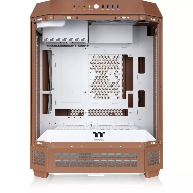 PC-Gehäuse Thermaltake The Tower 600 Midi-Tower Mokka — ATX/Micro-ATX/Mini-ITX, gehärtetes Glas, 1x 3,5 Zoll + 2x 2,5 Zoll, 4x USB 3.2
