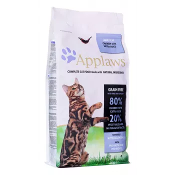 Trockenfutter für Katzen Applaws Huhn mit Ente 2 kg – getreidefreies Alleinfuttermittel für ausgewachsene Katzen, 36,5 % Protein, 16 % Fett