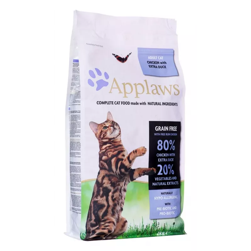 Trockenfutter für Katzen Applaws Huhn mit Ente 2 kg – getreidefreies Alleinfuttermittel für ausgewachsene Katzen, 36,5 % Protein, 16 % Fett