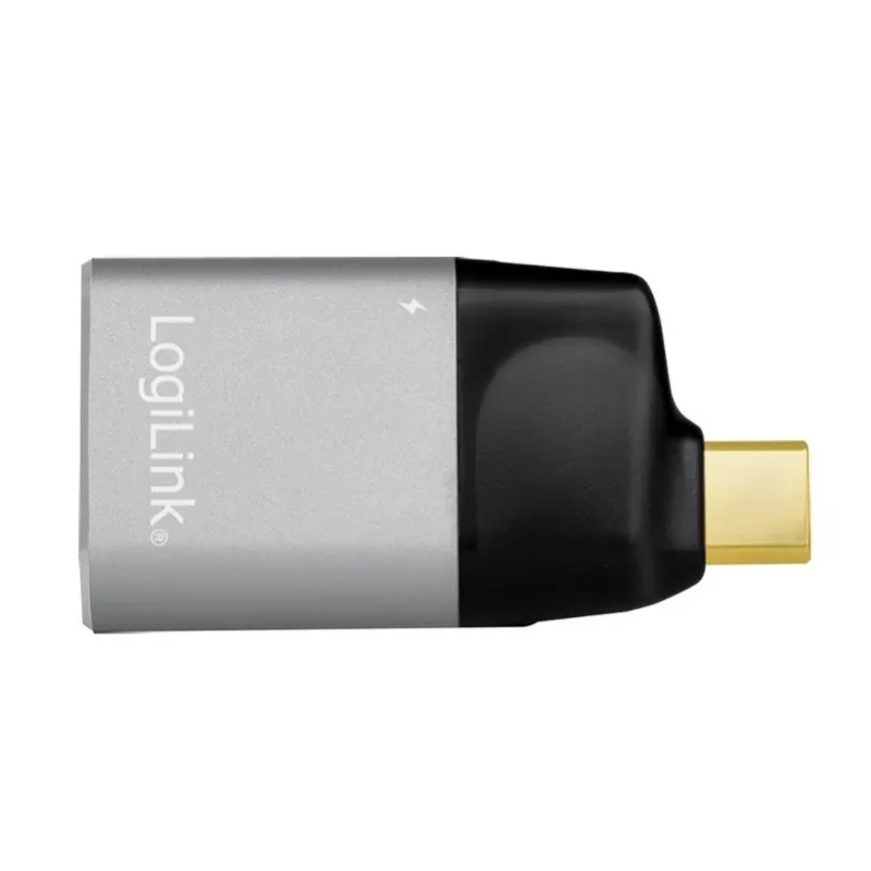 LogiLink USB 3.2 Gen2 Type-C Adapter C/M auf HDMI-A USB-C 4K PD Alu Schwarz/Grau