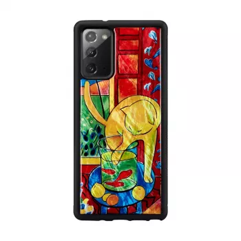 Schutzhülle iKins für Samsung Galaxy Note 20 mit rotem Katzen- und Fischdesign