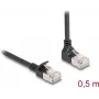 Netzwerkkabel DeLOCK RJ45 Cat.6A S/FTP schlank 90° nach unten abgewinkelt / gerade 0,5 m Schwarz