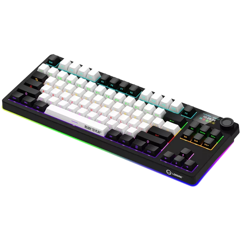 LORGAR KBP70TKLW, Kabellose TKL Mechanische Gaming-Tastatur Pro, Schwarz/Rot, EN-Layout