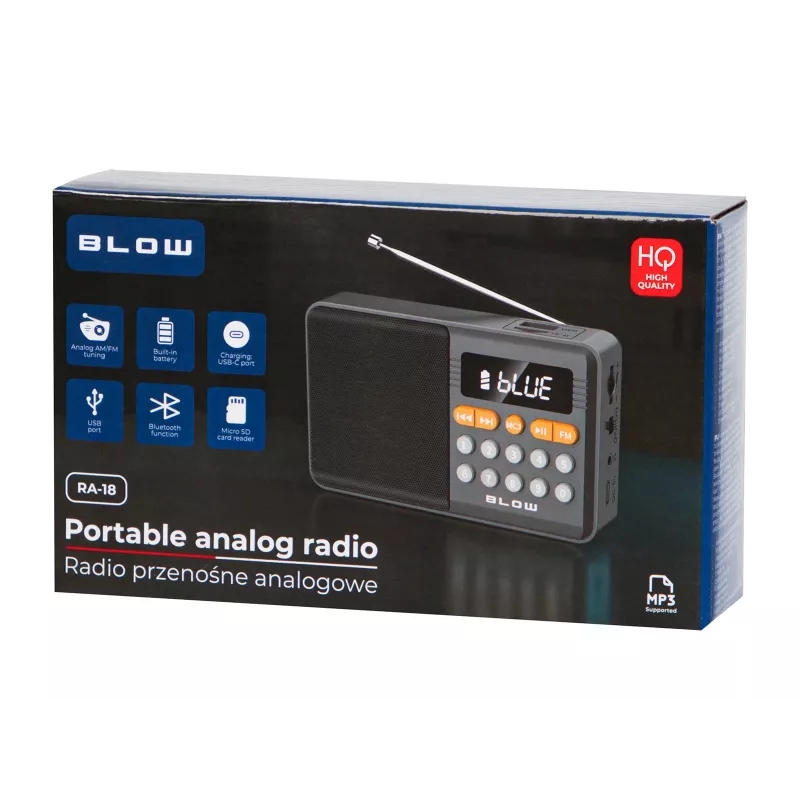 Tragbares analoges AM/FM-Bluetooth-Radio BLOW RA18 mit FM-Tuner und Bluetooth-Konnektivität
