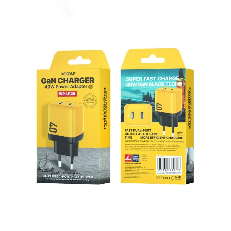 Netzladegerät WEKOME WK-WP-U128 2x USB-C GaN Super Fast Charger