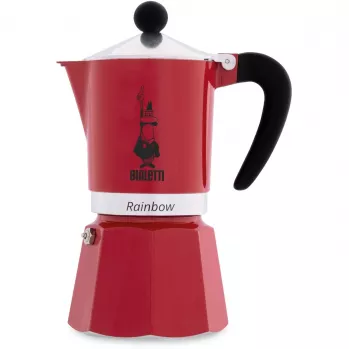 Bialetti Herd-Espressokocher Rainbow 3 Tassen Rot