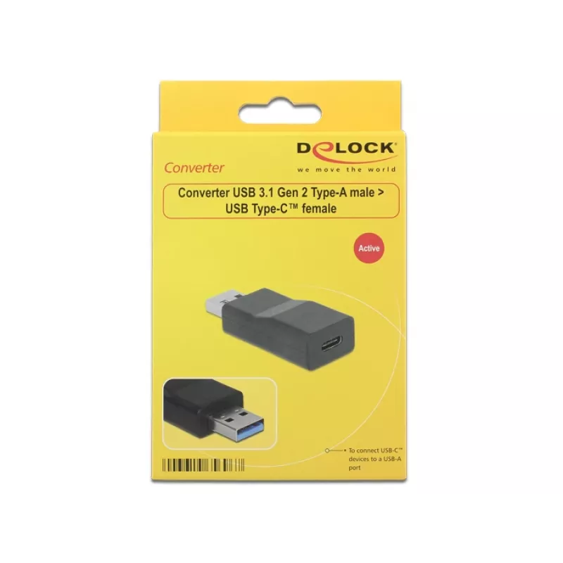Kabeladapter DeLOCK 65696 USB 3.1 Gen 2 Typ-A auf Typ-C Schwarz
