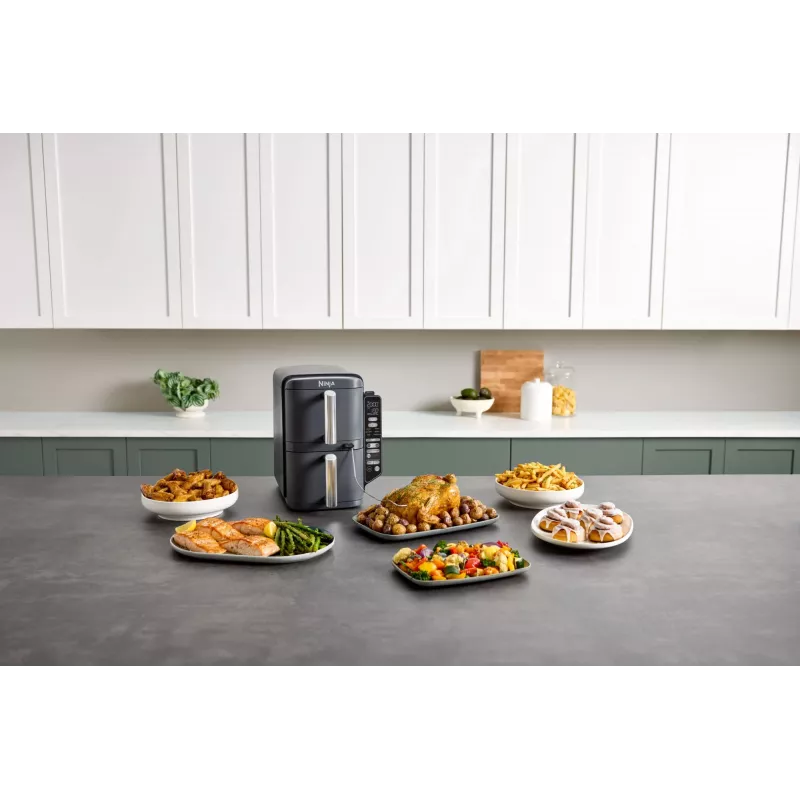 Ninja Double Stack XL Heißluftfritteuse 2 Fächer mit Temperatursonde SmartCook 9,5 L SL451EU