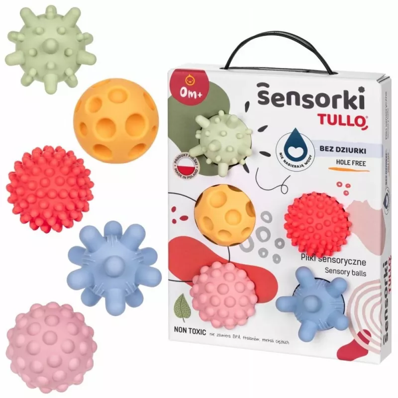 Sensorische Bälle ohne Löcher TULLO pastell, 5 Stück