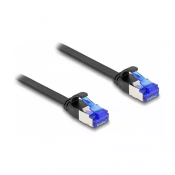 Netzwerkkabel DeLOCK RJ45 Flach-Patchkabel Stecker auf Stecker Cat.6A 0,25 m schwarz