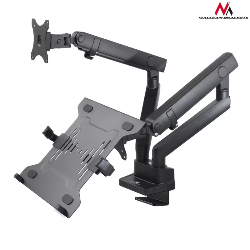 Duale Monitor- und Laptop-Tischhalterung MACLEAN MC-813 für 17–32 Zoll Bildschirme, VESA 75x75/100x100