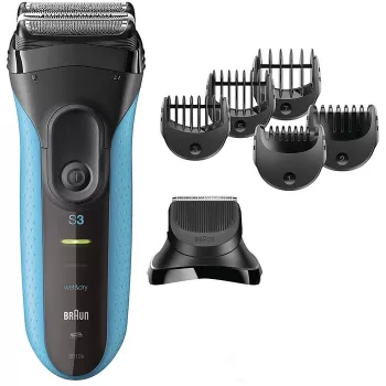 Elektrorasierer BRAUN Series 3 3010 BT — kabelloser Folienrasierer, schwarz/blau