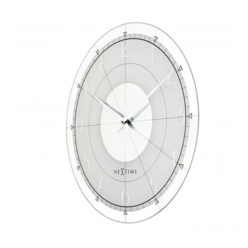 NeXtime Uhr 8125 Fancy Round, Ø43 cm, Wand, Weiß/Silber