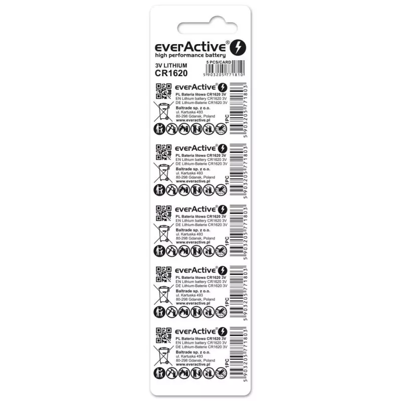 Lithiumbatterie mini everActive CR1620 5 Stk.